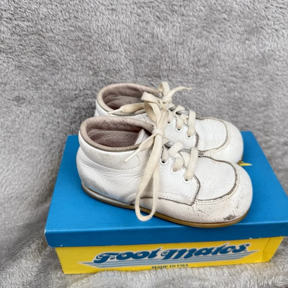 Foot Mates Vintage Baby Boot‎ Shoes Size 5E Leather White 1980s Retro